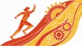 Dynamic Runner Abstract Gears, Energetic Sport Illustration, Progress Concept, vector design Generative AI Royalty Free Stock Photo
