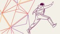 Dynamic Runner with Abstract Geometric Lines and Fluid Motion Vector, vector design Generative AI Royalty Free Stock Photo