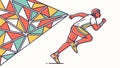 Dynamic Runner with Abstract Geometric Shapes and Motion Lines Vector, vector design Generative AI Royalty Free Stock Photo