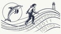 Dynamic Runner with Dolphin and Binary Code Flow, vector design Generative AI Royalty Free Stock Photo