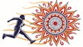 Dynamic Runner with Exploding Sunburst Background, vector design Generative AI Royalty Free Stock Photo