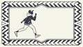 Dynamic Runner in Geometric Frame, Urban Jogging Scene, vector design Generative AI Royalty Free Stock Photo