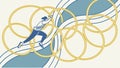 Dynamic Runner with Interlocking Rings and Abstract Motion Vector, vector design Generative AI Royalty Free Stock Photo