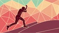Dynamic Runner Silhouette with Abstract Geometric Background, vector design Generative AI Royalty Free Stock Photo