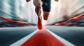 Dynamic Runner Sprinting on a Red Track with Motion Blur. Generative ai
