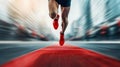 Dynamic Runner Sprinting on a Red Track with Motion Blur. Generative ai