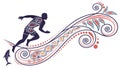 Dynamic Runner on Swirling Pattern Path Vector Art, vector design Generative AI Royalty Free Stock Photo