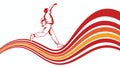 Dynamic Runner on Wavy Abstract Lines, Energetic Motion Design, vector design Generative AI Royalty Free Stock Photo