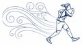 Dynamic Runner with Wind Flow: Speed, Energy Athletic Motion, vector design Generative AI Royalty Free Stock Photo