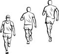 Dynamic Runners in Motion: Black and White Line Art Illustration Royalty Free Stock Photo