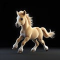 dynamic and running cute pony isolated on black background for use in lively visuals Royalty Free Stock Photo