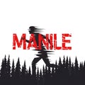 Dynamic Running Man with Fragmented \'MANILE\' Text in Forest Silhouette Royalty Free Stock Photo