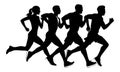 Dynamic Running Silhouette Group Vector Design