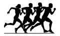 Dynamic Running Silhouette Group Vector Design