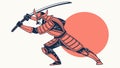 Dynamic Samurai Warrior in Attack Stance, Bushido Spirit, Ancient Japan, vector design Generative AI Royalty Free Stock Photo