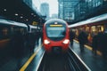 Busy Train Station with Multiple Trains in Motion