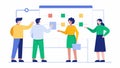 A dynamic scene of team members actively discussing a project timeline on a whiteboard emphasizing facetoface Royalty Free Stock Photo