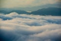 The dynamic sea of clouds is majestic and magnificent. Close up.