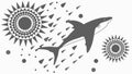 Dynamic Shark Leaping with Sun Rays, vector design Generative AI Royalty Free Stock Photo