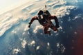 A dynamic shot of a person engaged in an extreme sport like skydiving conveying a sense of thrill and adventure. Generative Ai