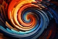 A dynamic shot of a swirling, hypnotic vortex of 3D shapes and colors