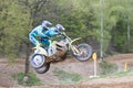 Dynamic shot of two riders jumping a sidecar