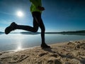 Dynamic silhouette of athletic man in compression tights