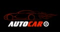 Dynamic silhouette of the car, logo automotive topics