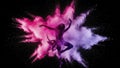 Dynamic Silhouette of Dancer Amidst Exploding Pink and Purple Powder Royalty Free Stock Photo