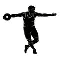 Silhouette of Discus Thrower in Action Royalty Free Stock Photo