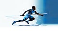 The dynamic silhouette style depicts a male javelin competitor in action.