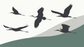 Dynamic Silhouettes of Birds in Flight Against Sky, vector design Generative AI Royalty Free Stock Photo