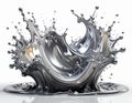 Dynamic Silver Liquid Splash on White Background Royalty Free Stock Photo