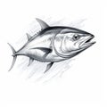 Dynamic Sketching Of Tuna: Isolated Illustration In Spray Painted Realism