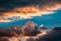 Dynamic sky blue sky above with depth enhancing cloud formations