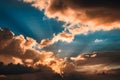 Dynamic sky blue sky above with depth enhancing cloud formations