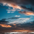 Dynamic sky blue sky above with depth enhancing cloud formations