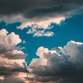Dynamic sky blue sky above with depth enhancing cloud formations