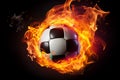 Dynamic soccer Ball on black background with colorful smoke and lights Royalty Free Stock Photo