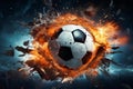 Dynamic Soccer ball explosion sport. Generate Ai