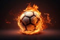 Dynamic Soccer ball fire mockup. Generate Ai Royalty Free Stock Photo