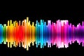Dynamic sound spectrum visualization with colorful rectangular bars for audio analysis Royalty Free Stock Photo