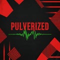 Dynamic sound wave graphic with bold pulverized text and abstract geometric shapes Royalty Free Stock Photo
