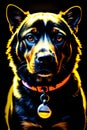 dynamic spectrum lighting high detail amazing quality saturated on black dog in black generated by ai Royalty Free Stock Photo