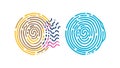 Dynamic spiral fingerprint patterns in diverse colors. vector design Generative AI Royalty Free Stock Photo