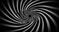 A dynamic spiral pattern with alternating black and white lines creates an optical