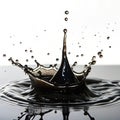 Black liquid splash isolated on white background Royalty Free Stock Photo