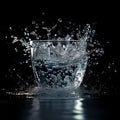 Dynamic splash captured as water hits glass. pure, fresh, and invigorating moment. perfect for hydration concept visuals