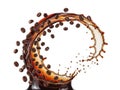 Dynamic splash of coffee beans and liquid Royalty Free Stock Photo