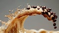 Coffee Beans Splash, Coffee Wave in Motion, Falling Into a Cup Royalty Free Stock Photo